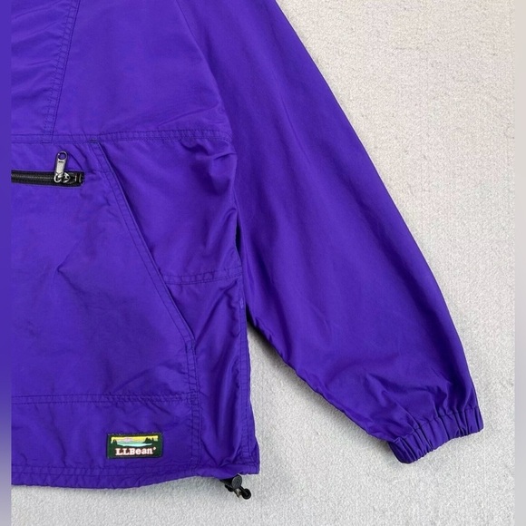 LL Bean Vintage Anorak Jacket Medium Purple Hooded raincoat - Picture 7 of 12